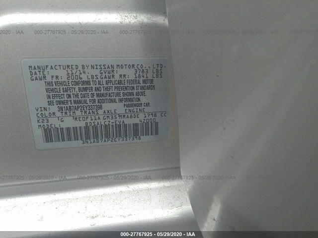 Photo 8 VIN: 3N1AB7AP2EY337398 - NISSAN SENTRA 