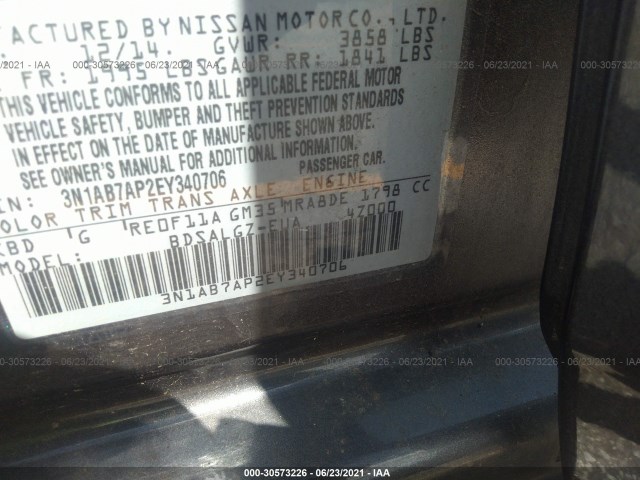 Photo 8 VIN: 3N1AB7AP2EY340706 - NISSAN SENTRA 