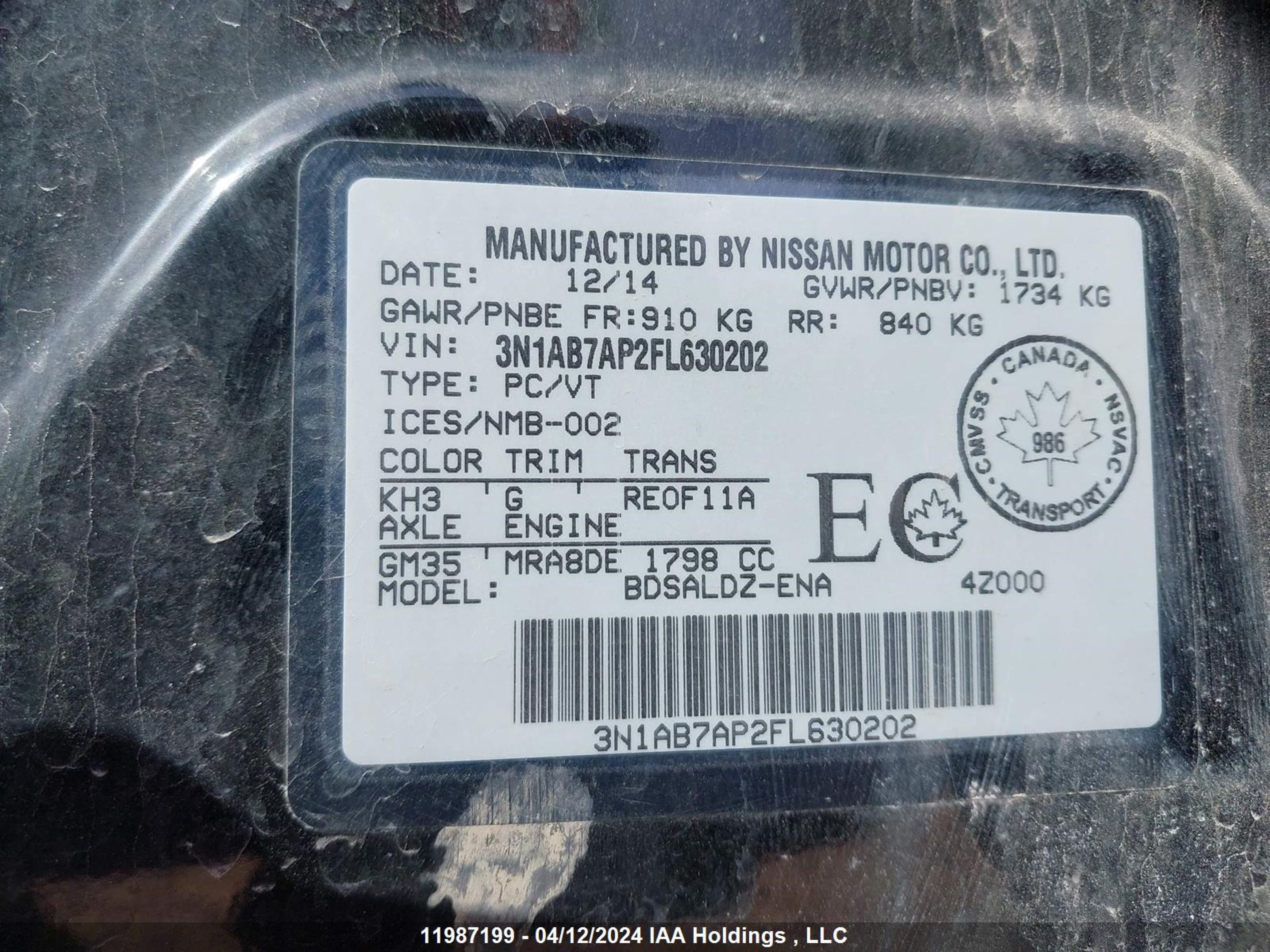 Photo 8 VIN: 3N1AB7AP2FL630202 - NISSAN SENTRA 