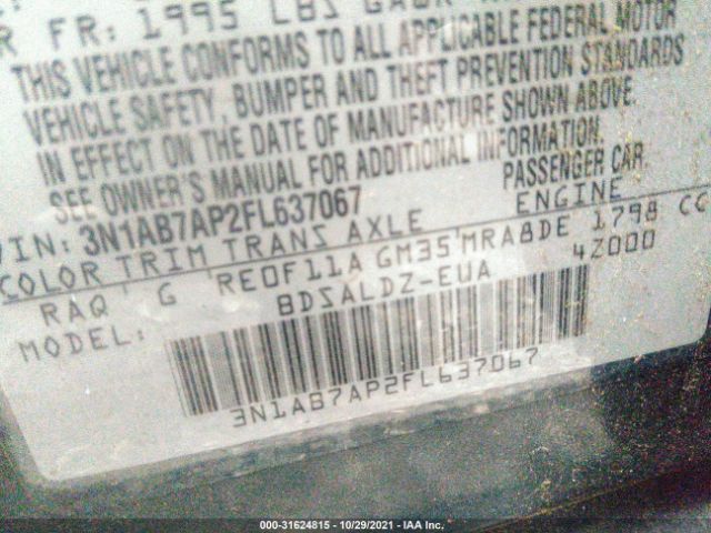 Photo 8 VIN: 3N1AB7AP2FL637067 - NISSAN SENTRA 