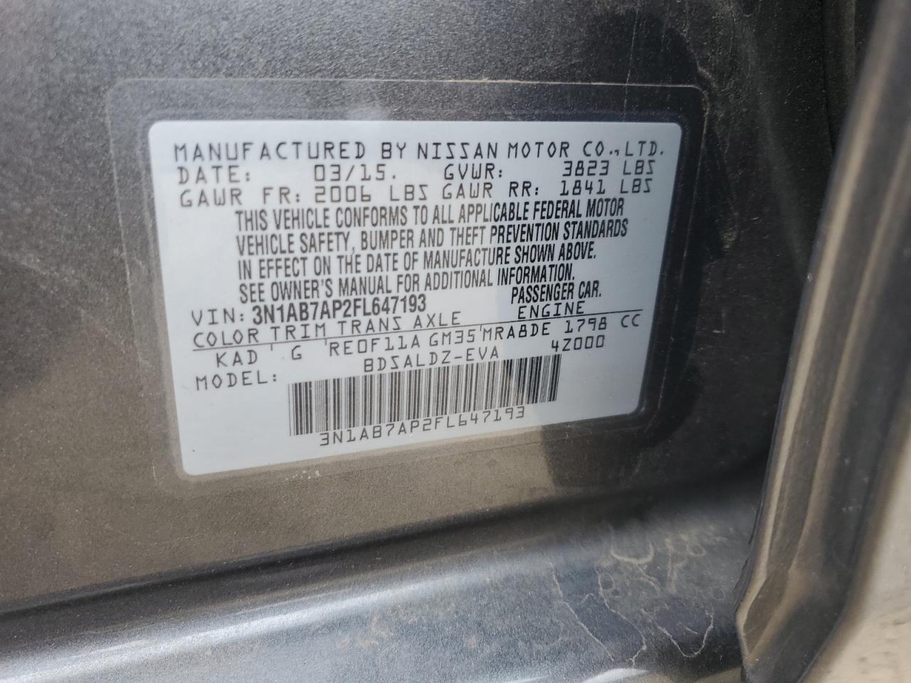 Photo 11 VIN: 3N1AB7AP2FL647193 - NISSAN SENTRA 