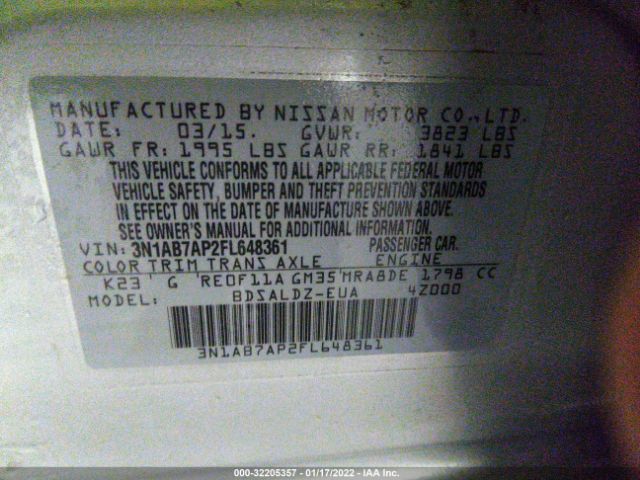 Photo 8 VIN: 3N1AB7AP2FL648361 - NISSAN SENTRA 