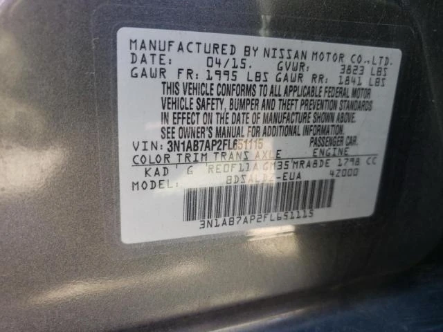 Photo 12 VIN: 3N1AB7AP2FL651115 - NISSAN SENTRA S 