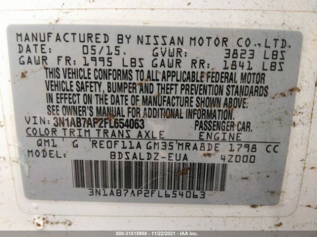 Photo 8 VIN: 3N1AB7AP2FL654063 - NISSAN SENTRA 