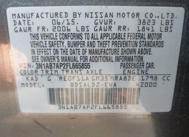 Photo 8 VIN: 3N1AB7AP2FL665855 - NISSAN SENTRA 