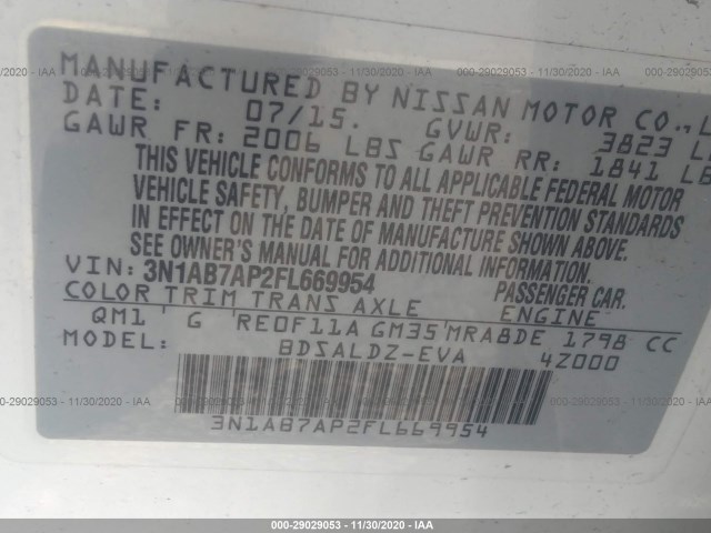 Photo 8 VIN: 3N1AB7AP2FL669954 - NISSAN SENTRA 