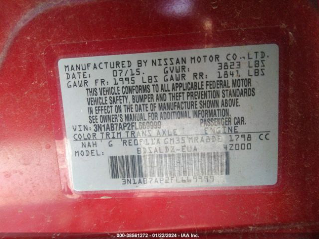 Photo 8 VIN: 3N1AB7AP2FL669999 - NISSAN SENTRA 