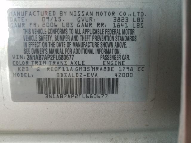 Photo 9 VIN: 3N1AB7AP2FL680677 - NISSAN SENTRA S 