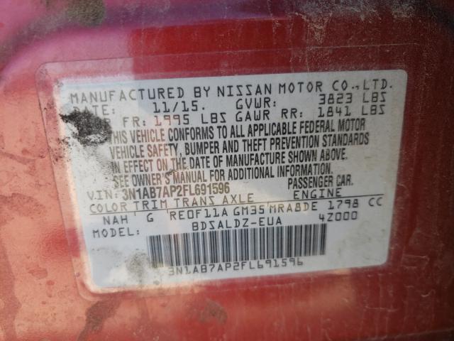 Photo 9 VIN: 3N1AB7AP2FL691596 - NISSAN SENTRA S 