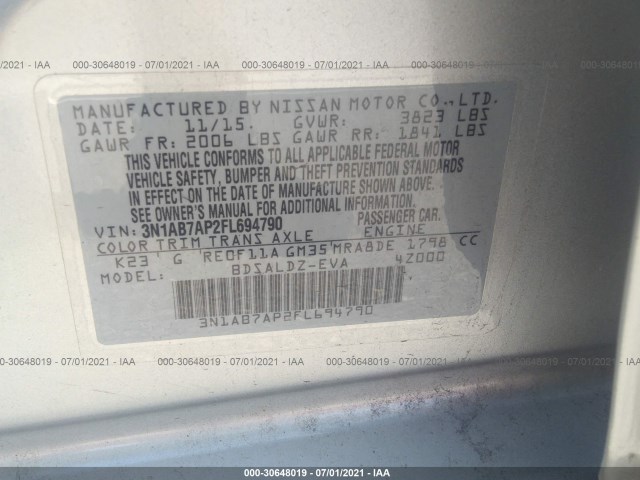 Photo 8 VIN: 3N1AB7AP2FL694790 - NISSAN SENTRA 