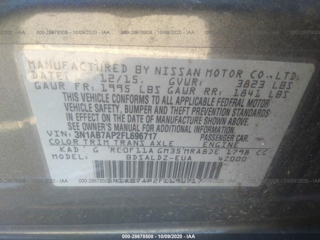 Photo 8 VIN: 3N1AB7AP2FL696717 - NISSAN SENTRA 