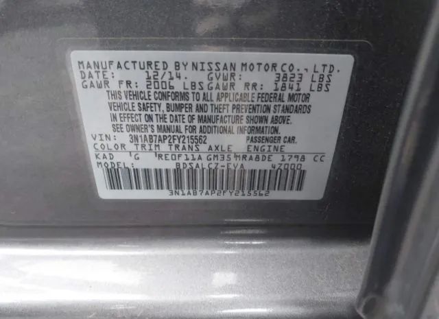 Photo 8 VIN: 3N1AB7AP2FY215562 - NISSAN SENTRA 