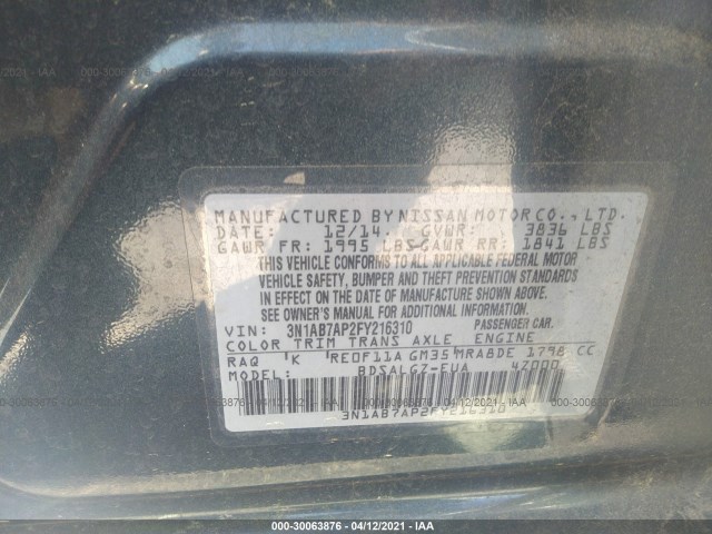 Photo 8 VIN: 3N1AB7AP2FY216310 - NISSAN SENTRA 