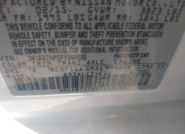 Photo 8 VIN: 3N1AB7AP2FY244690 - NISSAN SENTRA 