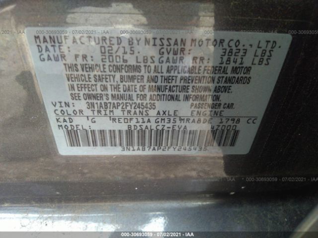 Photo 8 VIN: 3N1AB7AP2FY245435 - NISSAN SENTRA 