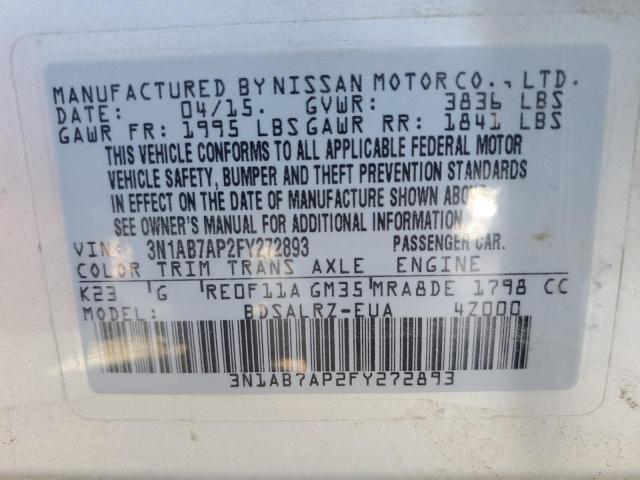 Photo 9 VIN: 3N1AB7AP2FY272893 - NISSAN SENTRA S 