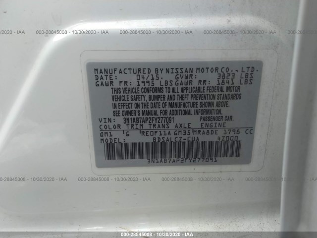 Photo 8 VIN: 3N1AB7AP2FY277091 - NISSAN SENTRA 