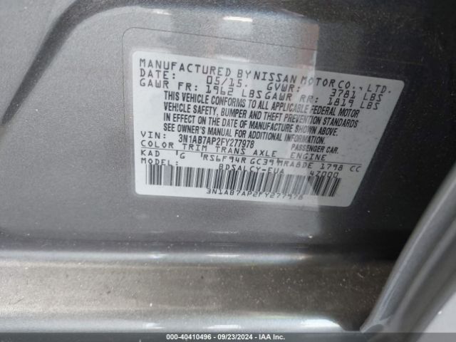 Photo 8 VIN: 3N1AB7AP2FY277978 - NISSAN SENTRA 