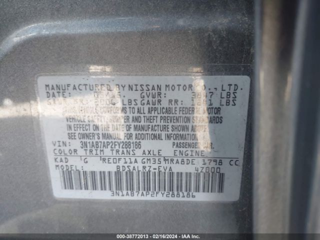 Photo 8 VIN: 3N1AB7AP2FY288186 - NISSAN SENTRA 