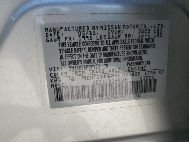 Photo 12 VIN: 3N1AB7AP2FY291170 - NISSAN SENTRA S 