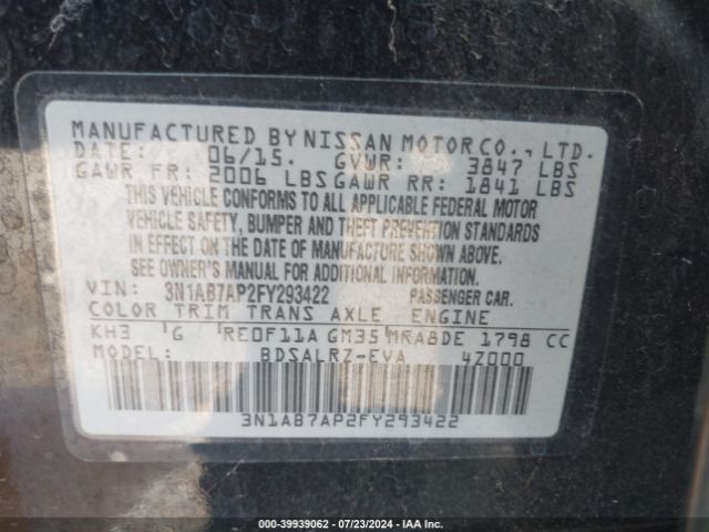 Photo 8 VIN: 3N1AB7AP2FY293422 - NISSAN SENTRA 