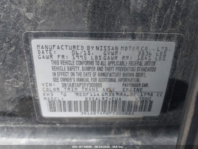 Photo 8 VIN: 3N1AB7AP2FY300885 - NISSAN SENTRA 