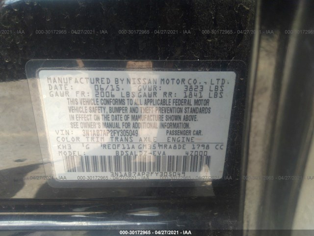 Photo 8 VIN: 3N1AB7AP2FY305049 - NISSAN SENTRA 