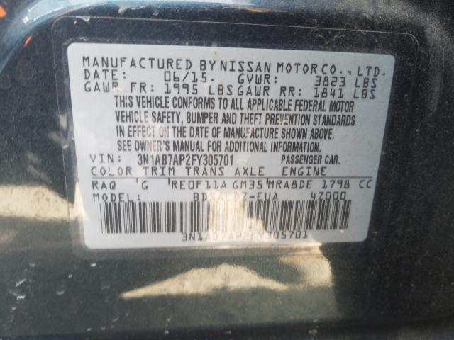 Photo 9 VIN: 3N1AB7AP2FY305701 - NISSAN SENTRA S 