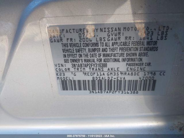 Photo 8 VIN: 3N1AB7AP2FY316388 - NISSAN SENTRA 