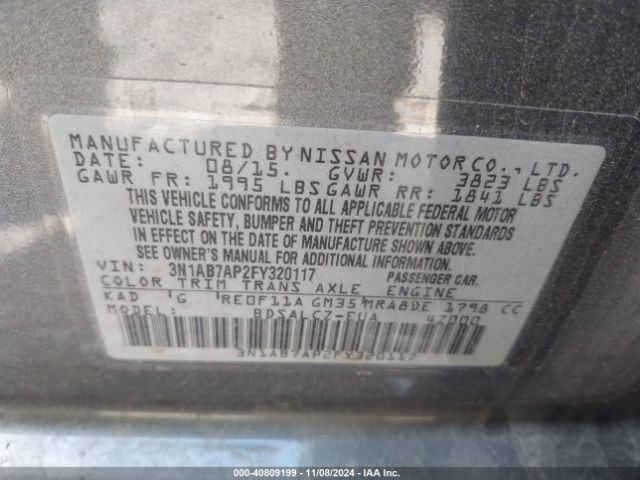 Photo 8 VIN: 3N1AB7AP2FY320117 - NISSAN SENTRA 