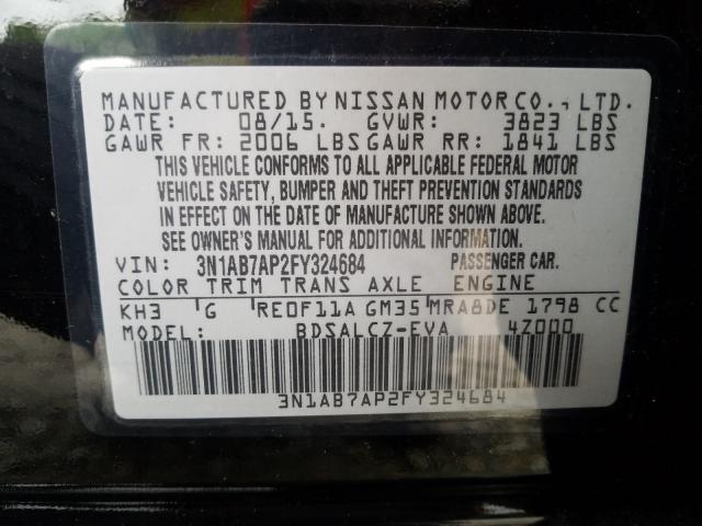 Photo 9 VIN: 3N1AB7AP2FY324684 - NISSAN SENTRA S 