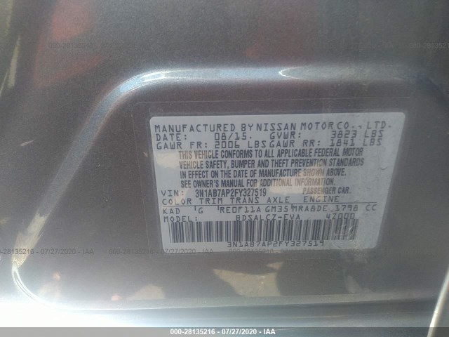 Photo 8 VIN: 3N1AB7AP2FY327519 - NISSAN SENTRA 