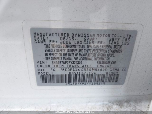 Photo 8 VIN: 3N1AB7AP2FY329349 - NISSAN SENTRA 