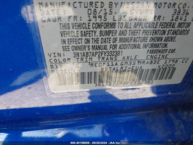 Photo 8 VIN: 3N1AB7AP2FY332381 - NISSAN SENTRA 