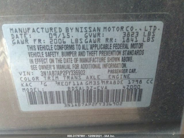 Photo 8 VIN: 3N1AB7AP2FY336902 - NISSAN SENTRA 