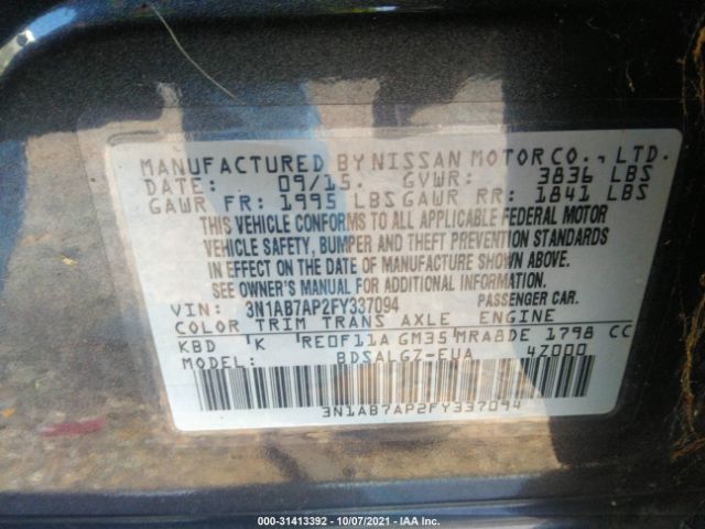 Photo 8 VIN: 3N1AB7AP2FY337094 - NISSAN SENTRA 