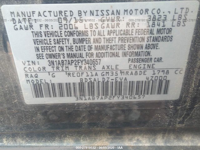 Photo 8 VIN: 3N1AB7AP2FY340657 - NISSAN SENTRA 