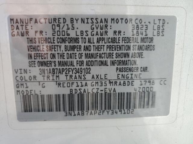 Photo 12 VIN: 3N1AB7AP2FY349102 - NISSAN SENTRA S 