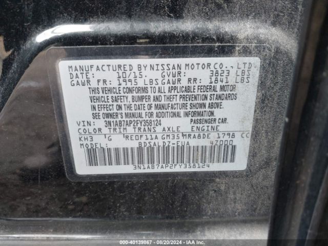 Photo 8 VIN: 3N1AB7AP2FY358124 - NISSAN SENTRA 