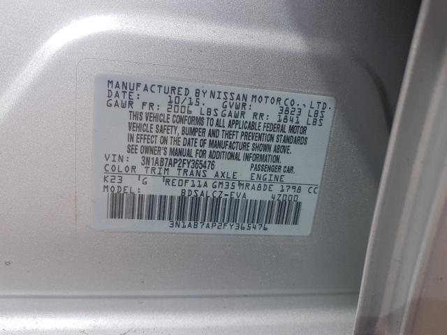 Photo 9 VIN: 3N1AB7AP2FY365476 - NISSAN SENTRA S 