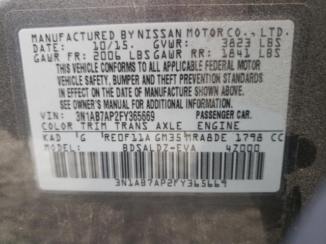 Photo 9 VIN: 3N1AB7AP2FY365669 - NISSAN SENTRA S 