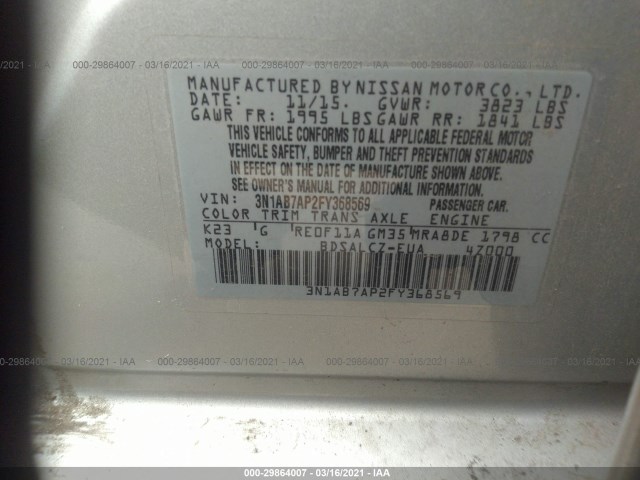 Photo 8 VIN: 3N1AB7AP2FY368569 - NISSAN SENTRA 