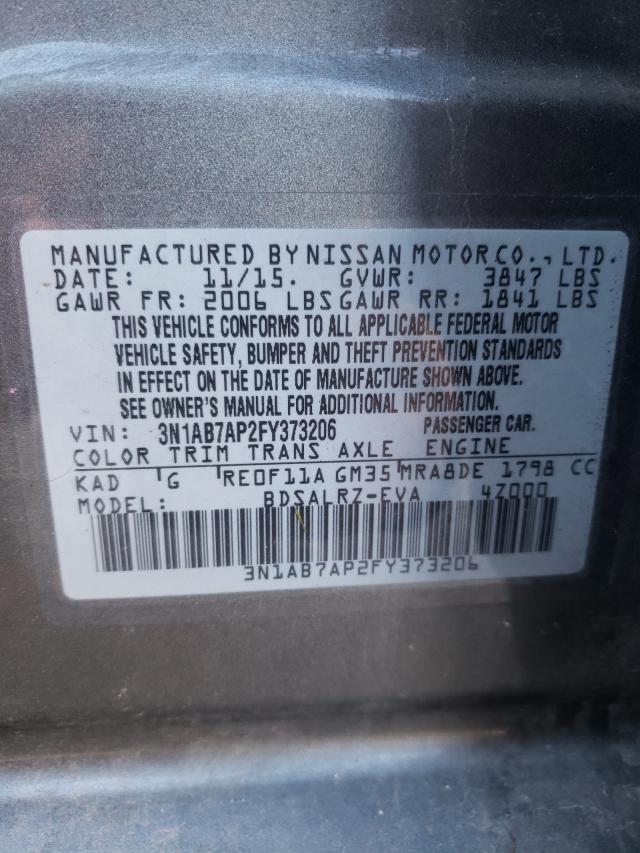 Photo 9 VIN: 3N1AB7AP2FY373206 - NISSAN SENTRA S 