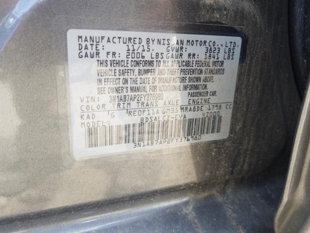 Photo 9 VIN: 3N1AB7AP2FY376980 - NISSAN SENTRA S 