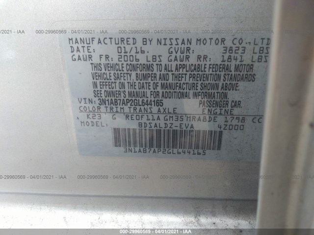 Photo 8 VIN: 3N1AB7AP2GL644165 - NISSAN SENTRA 