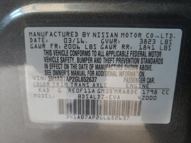 Photo 9 VIN: 3N1AB7AP2GL652637 - NISSAN SENTRA S 