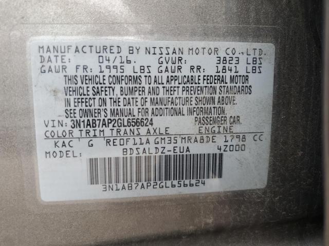 Photo 11 VIN: 3N1AB7AP2GL656624 - NISSAN SENTRA S 