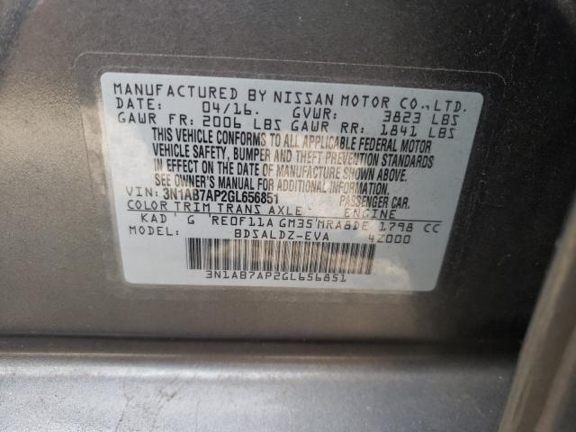 Photo 9 VIN: 3N1AB7AP2GL656851 - NISSAN SENTRA S 