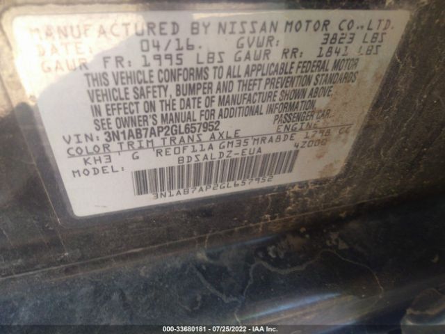 Photo 8 VIN: 3N1AB7AP2GL657952 - NISSAN SENTRA 