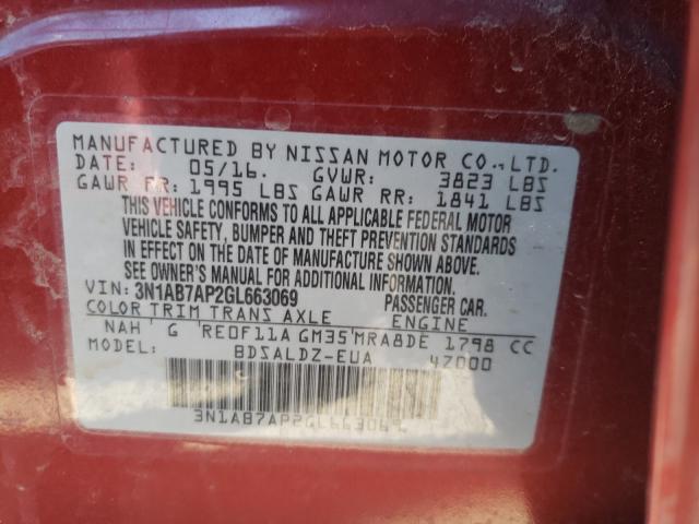 Photo 9 VIN: 3N1AB7AP2GL663069 - NISSAN SENTRA S 